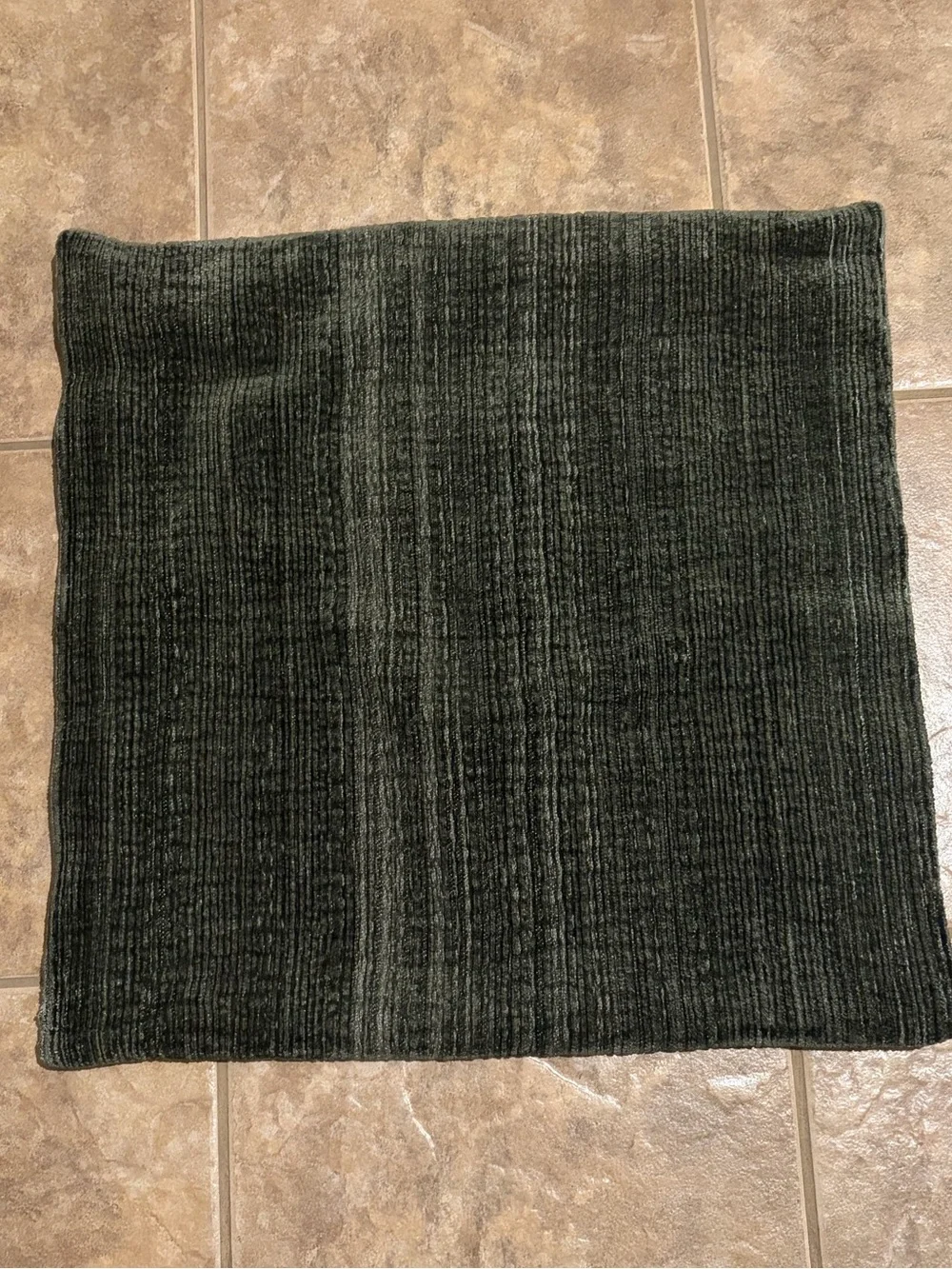 Pottery Barn Textured Chenille Pillow Cover,  Olive Green, 22”, LIKE NEW